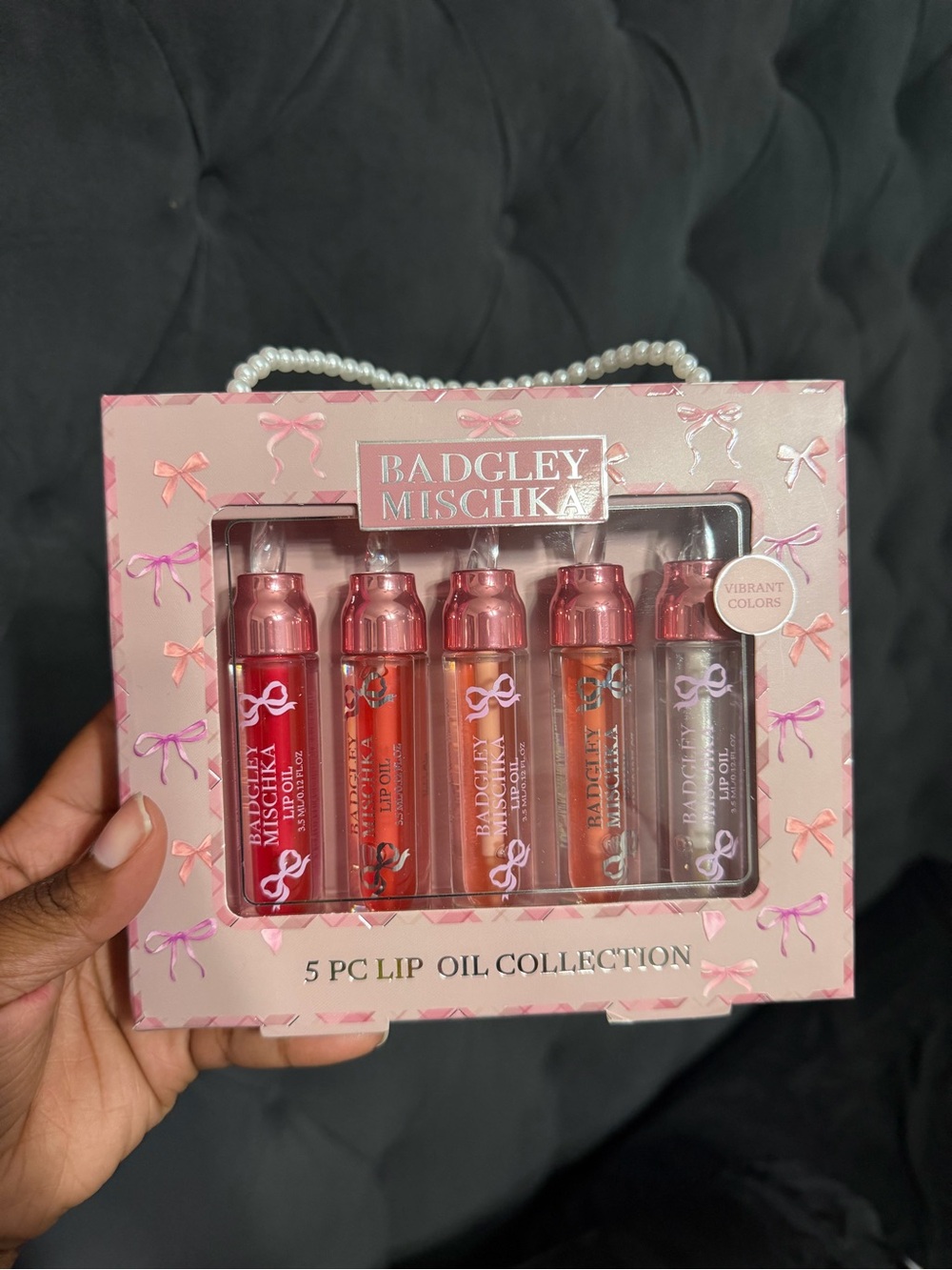 Badgley Mischka 5-Piece Lip Oil Set in Pink, Red, Coral, Peach & Mauve